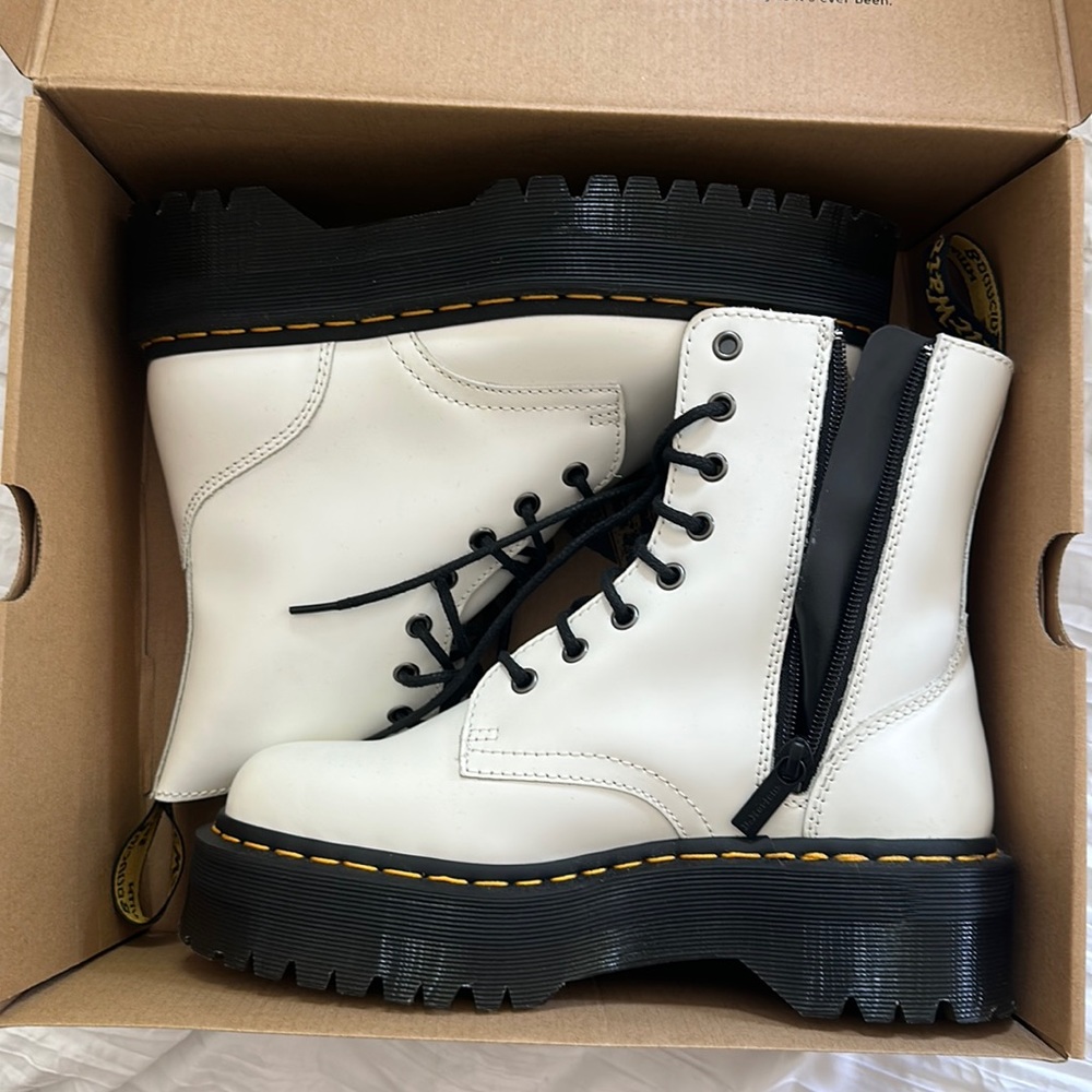 NEVER WORN - White Platform Dr. Martins (comes with box)